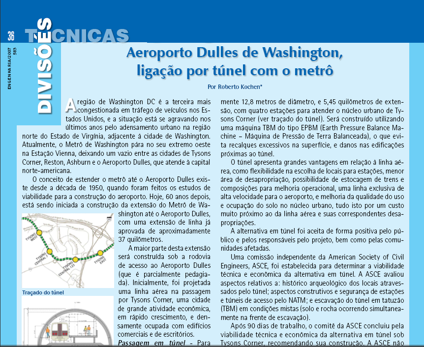 Aeroporto Dulles de Washington, Ligação por Túnel com o Metrô - Junho/2007