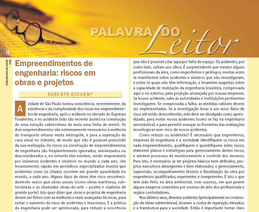 Empreendimentos de Engenharia: Riscos em Obras e Projetos - Janeiro/2008