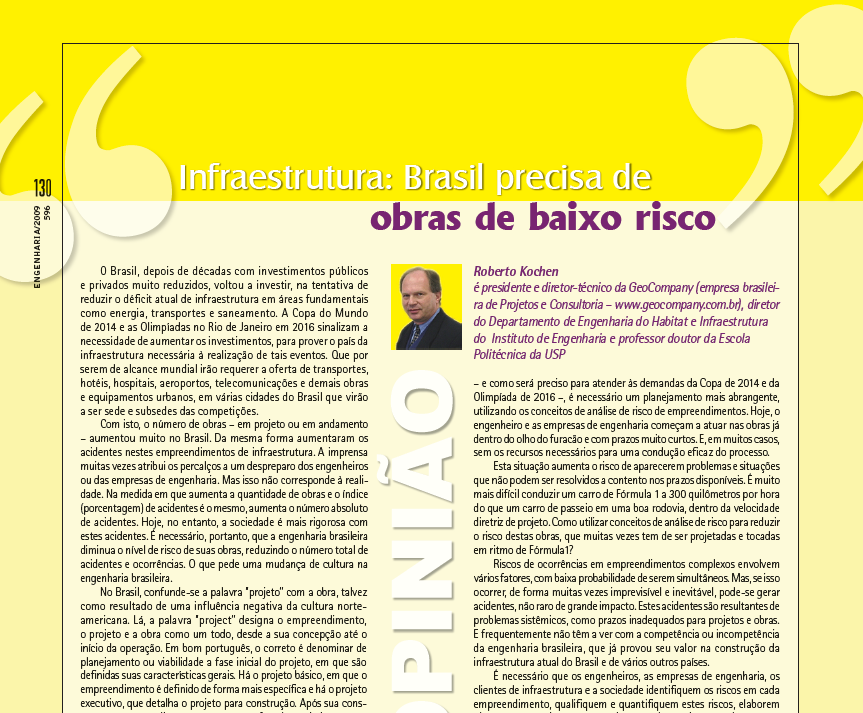 Infraestrutura: Brasil Precisa de Obras de Baixo Risco - Maio/2009