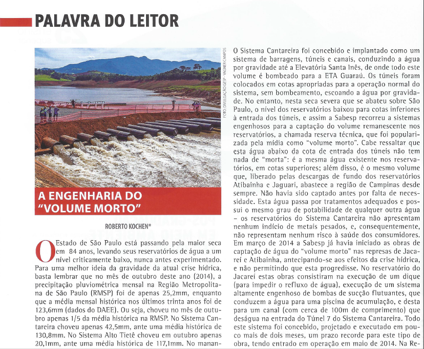 Revista Engenharia - A Engenharia do "Volume Morto" - Setembro/2014