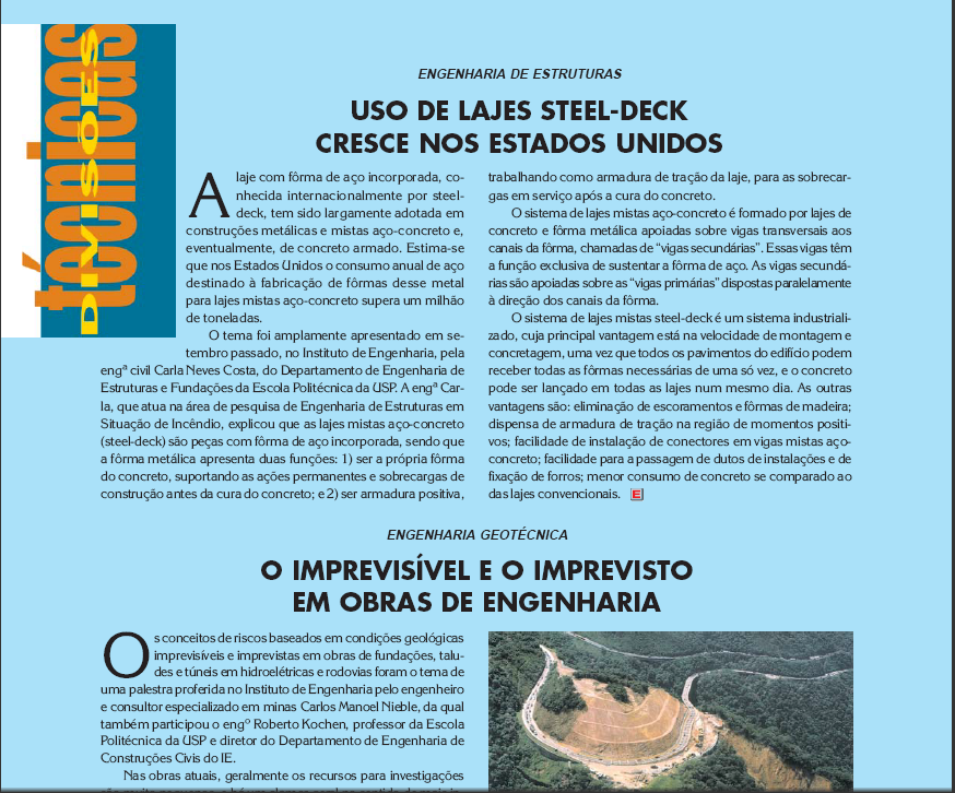 O Imprevisível e o Imprevisto em Obras de Engenharia - Abril/2004