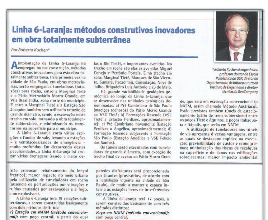 Linha 6 - Laranja: Métodos Construtivos Inovadores em Obra Totalmente Subterrânea - Julho/2015