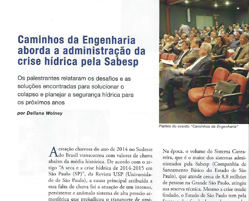 Caminhos da Engenharia Aborda a Administração da Crise Hídrica pela Sabesp – Fevereiro/2016