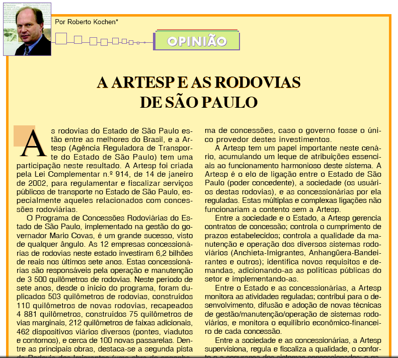 A ARTESP e as Rodovias de São Paulo - Abril/2005